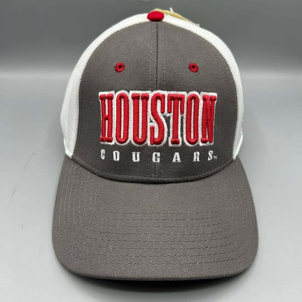 Houston Cougars NCAA Trucker Hat Men M-L Gray The Game Stretch Fitted Cap New